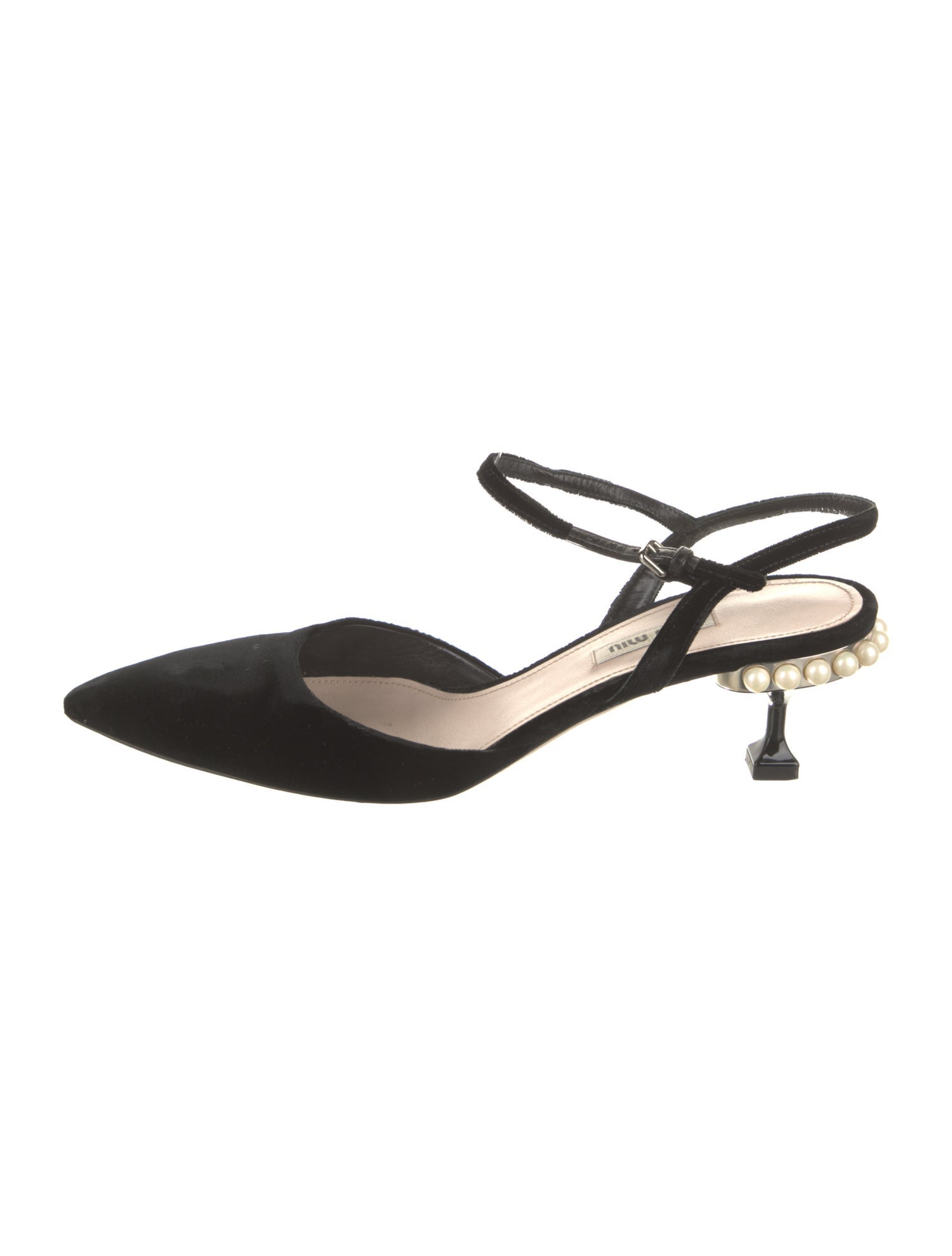 Miu Miu Velvet Beaded Accents Slingback Pumps