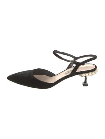 Miu Miu Velvet Beaded Accents Slingback Pumps