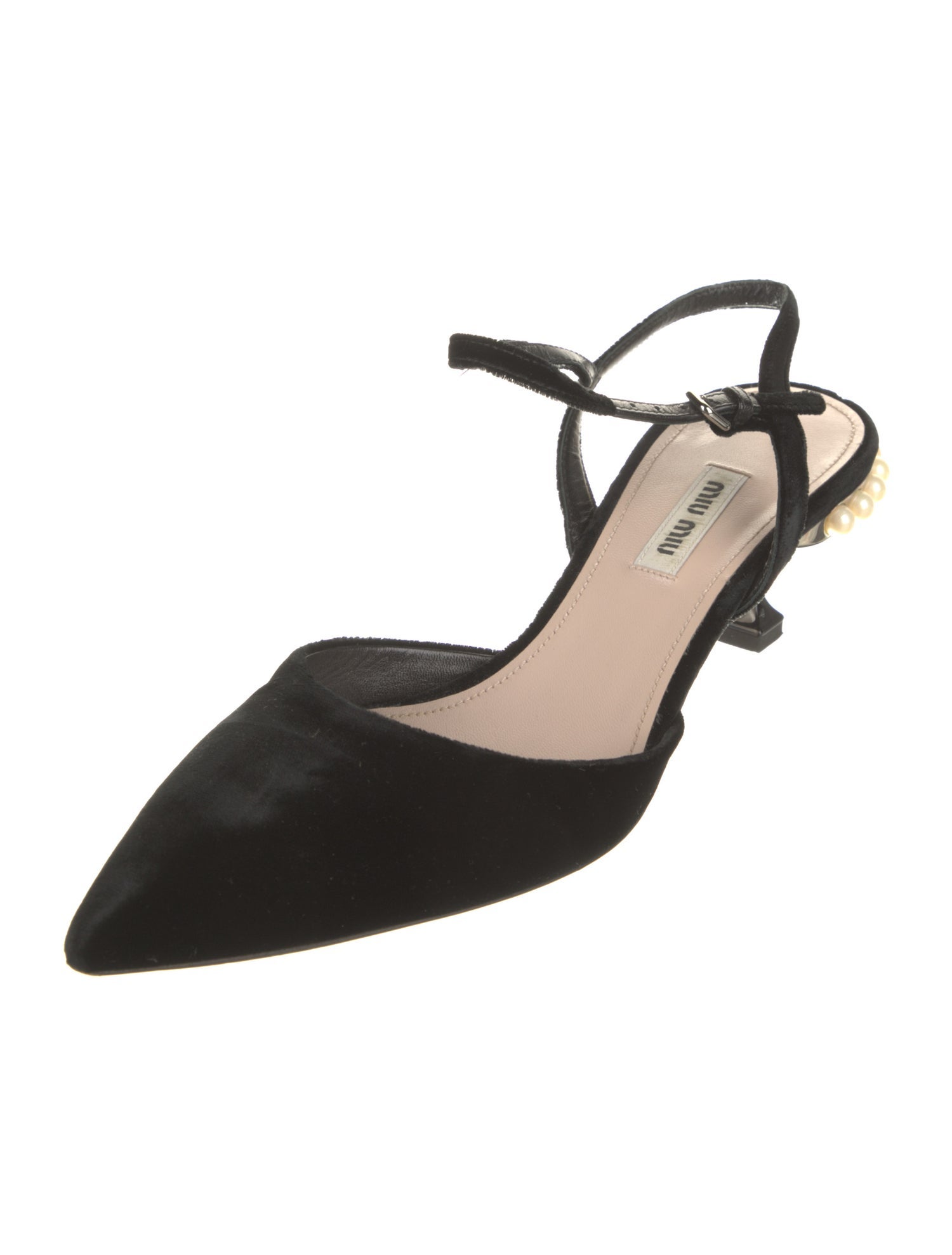 Miu Miu Velvet Beaded Accents Slingback Pumps