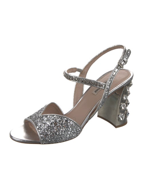 Miu Miu Glitter Glitter Accents Slingback Sandals