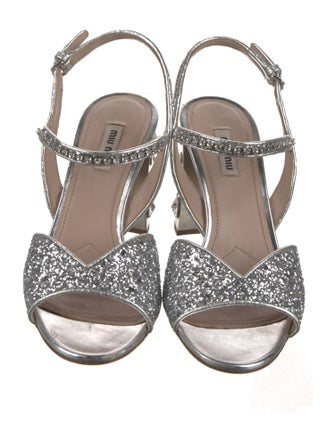 Miu Miu Glitter Glitter Accents Slingback Sandals