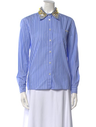 Miu Miu 2017 Striped Button-Up Top