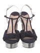 Miu Miu Suede Grosgrain Trim T-Strap Sandals