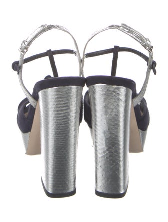Miu Miu Suede Grosgrain Trim T-Strap Sandals