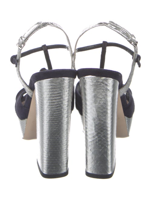 Miu Miu Suede Grosgrain Trim T-Strap Sandals
