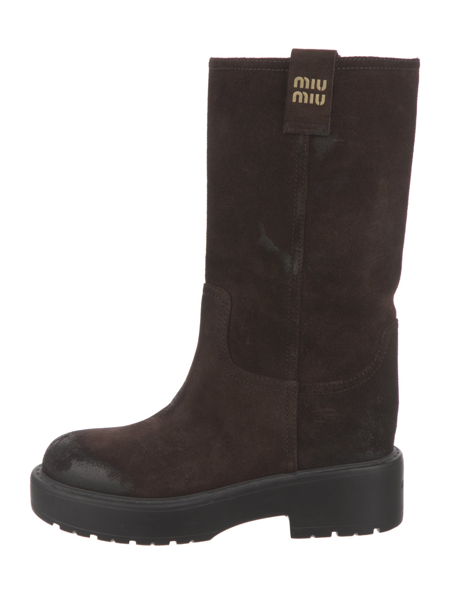 Miu Miu Suede Crystal Embellishments Moto Boots