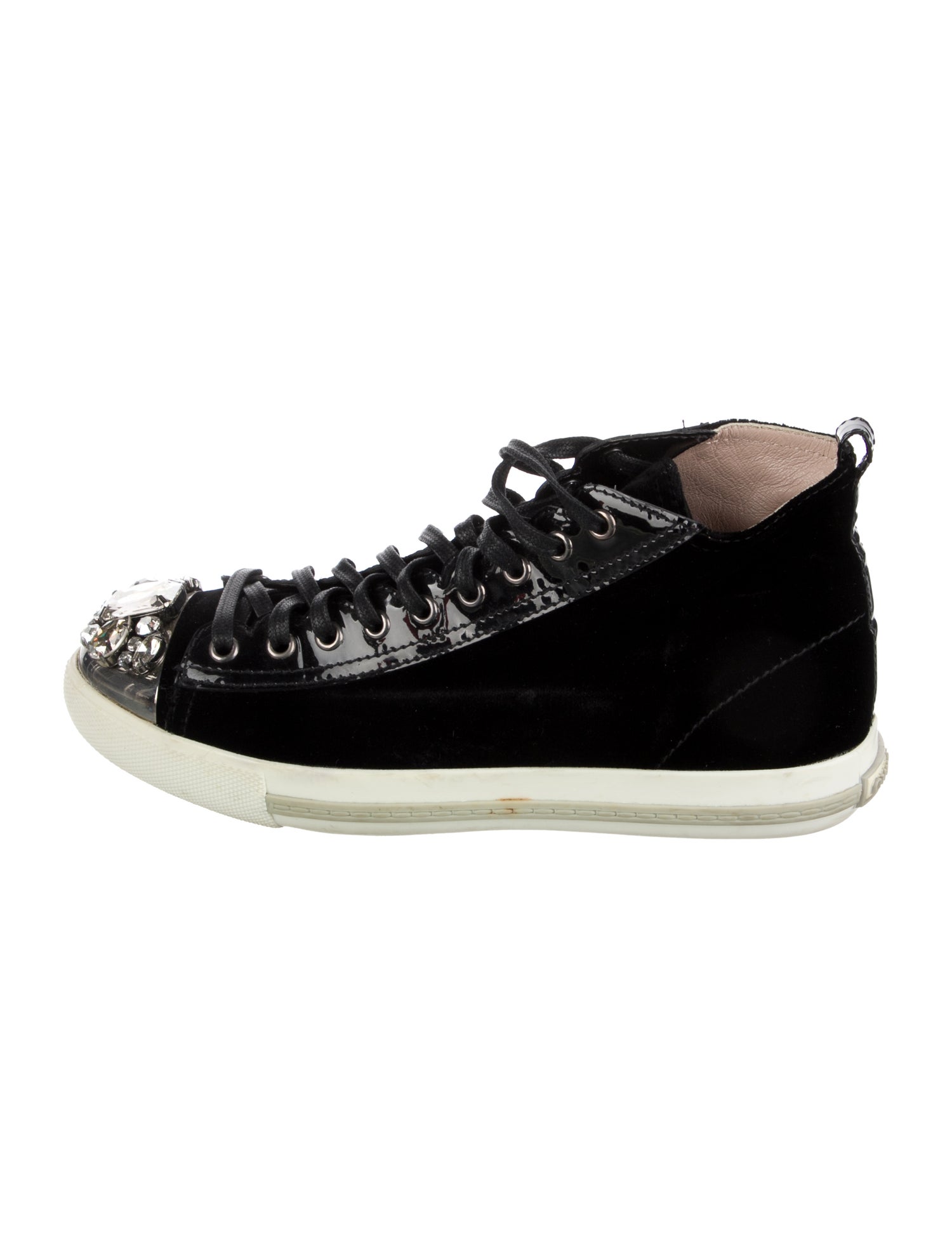 Miu Miu Velvet Crystal Embellishments Sneakers
