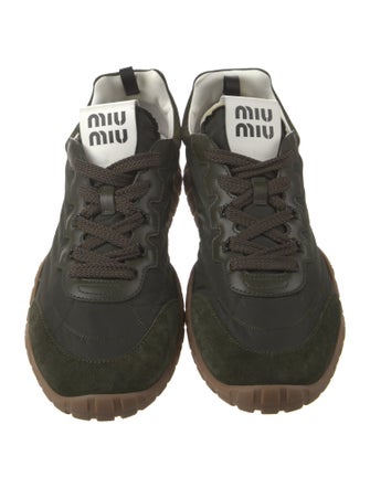 Miu Miu Leather Leather Trim Embellishment Sneakers
