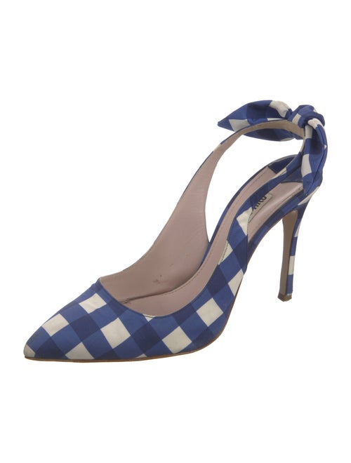 Miu Miu Plaid Print Bow Accents Slingback Pumps