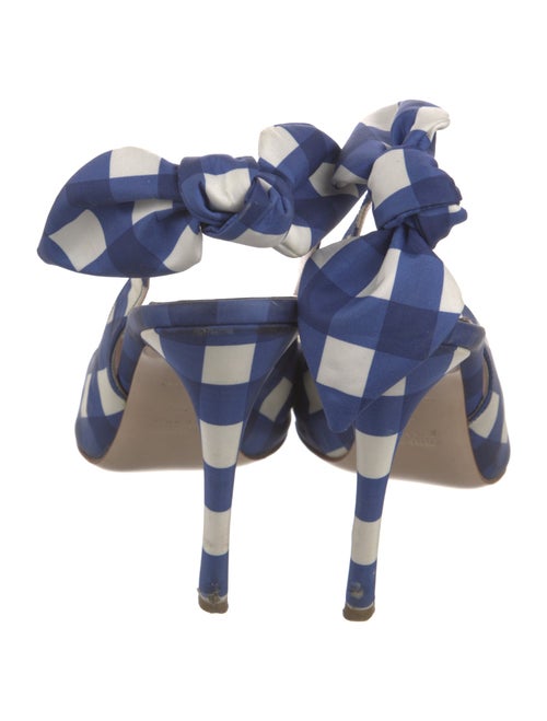Miu Miu Plaid Print Bow Accents Slingback Pumps