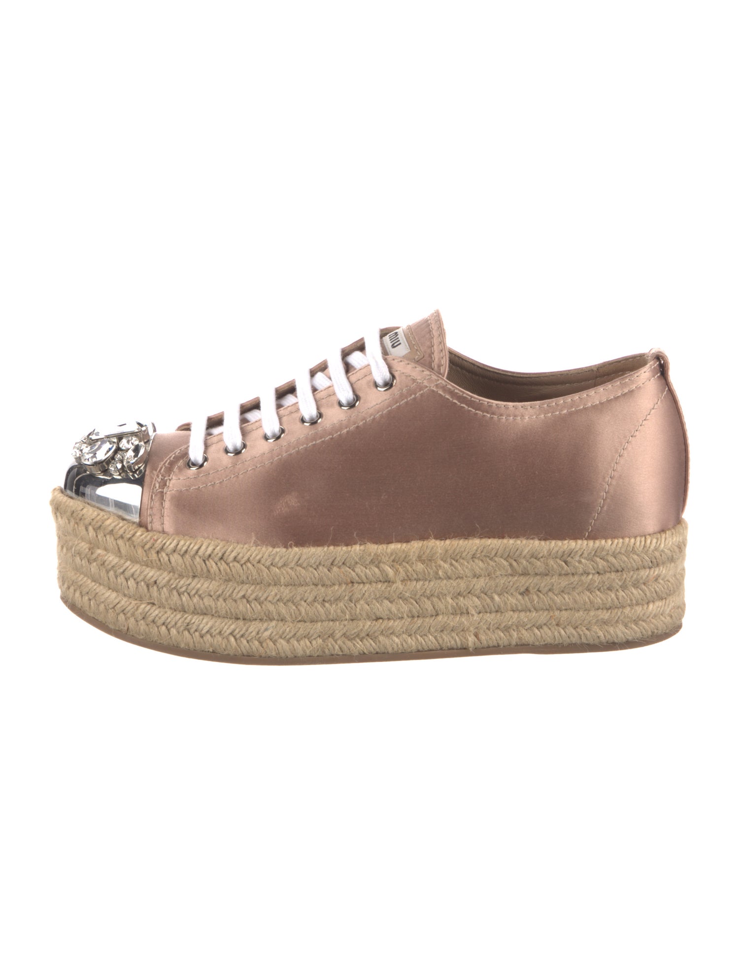 Miu Miu Satin Crystal Embellishments Espadrille Sneakers