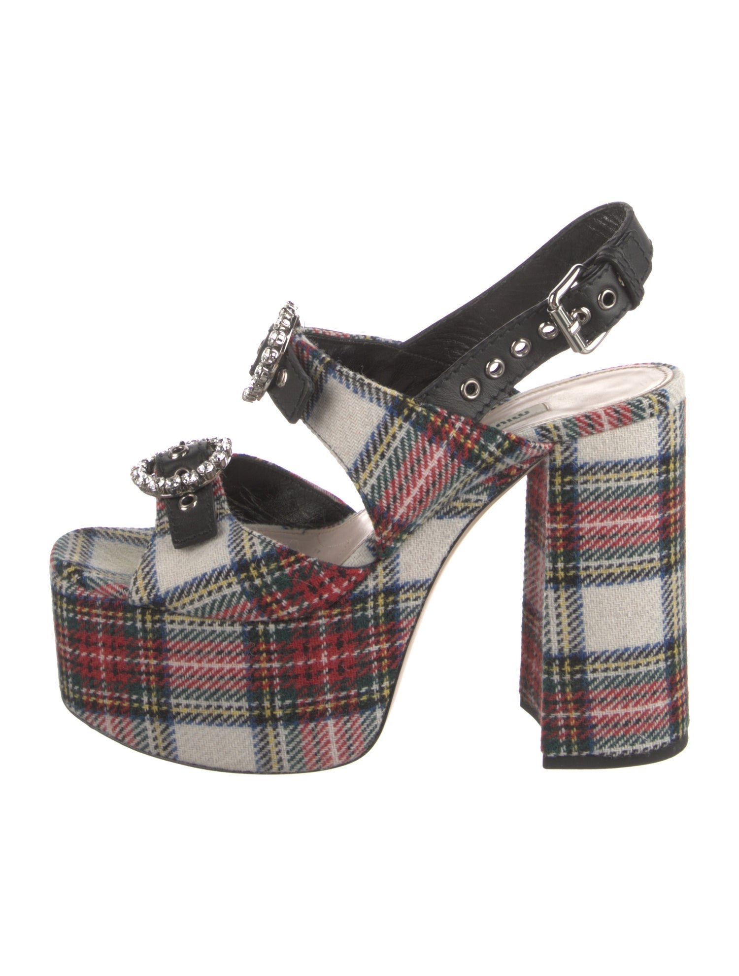 Miu Miu Printed Crystal Embellishments Slingback Sandals