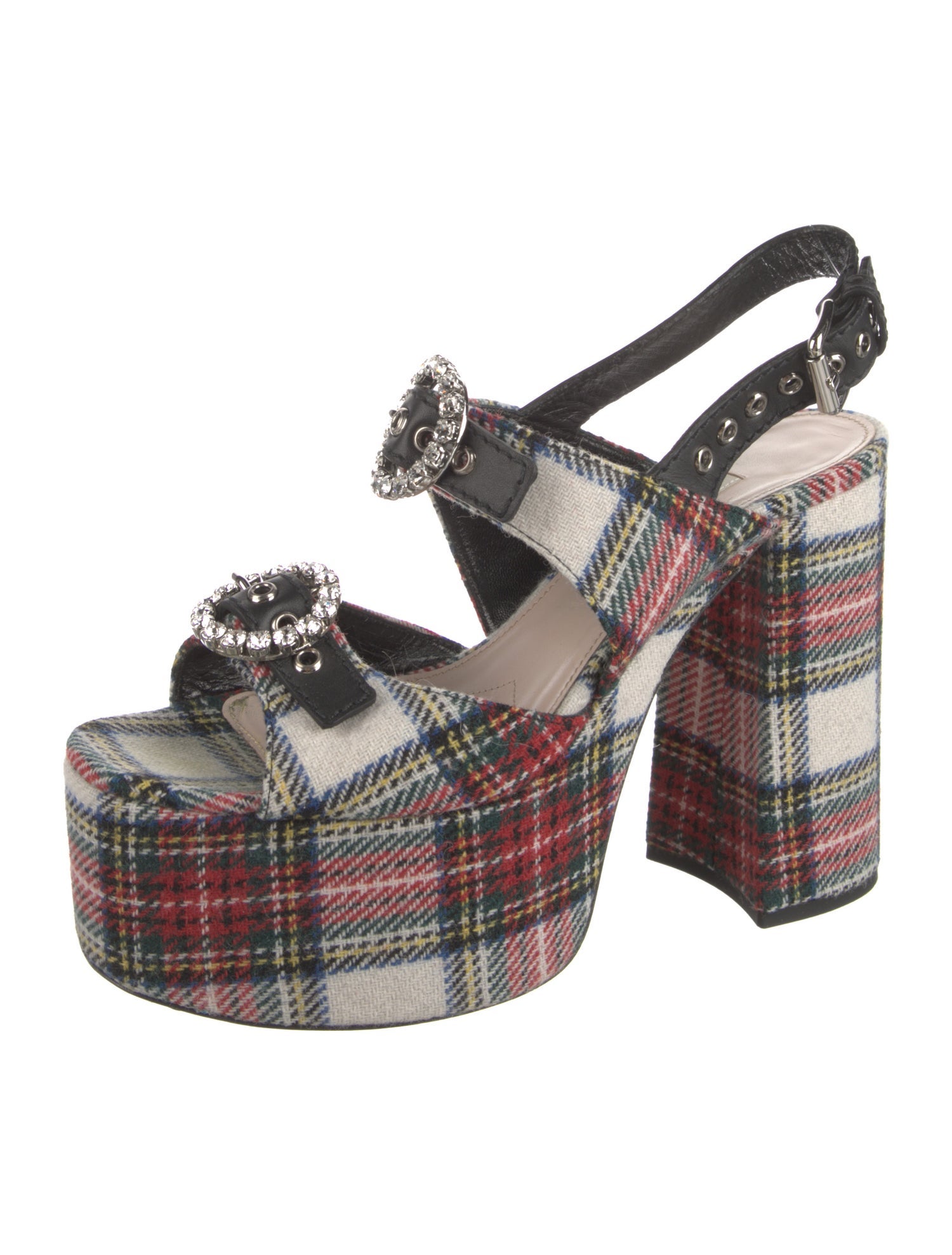 Miu Miu Printed Crystal Embellishments Slingback Sandals