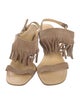 Miu Miu Suede Fringe Trim Accent Slingback Sandals