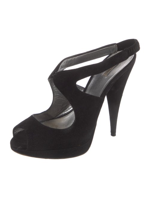 Miu Miu Suede Cutout Accent Slingback Pumps