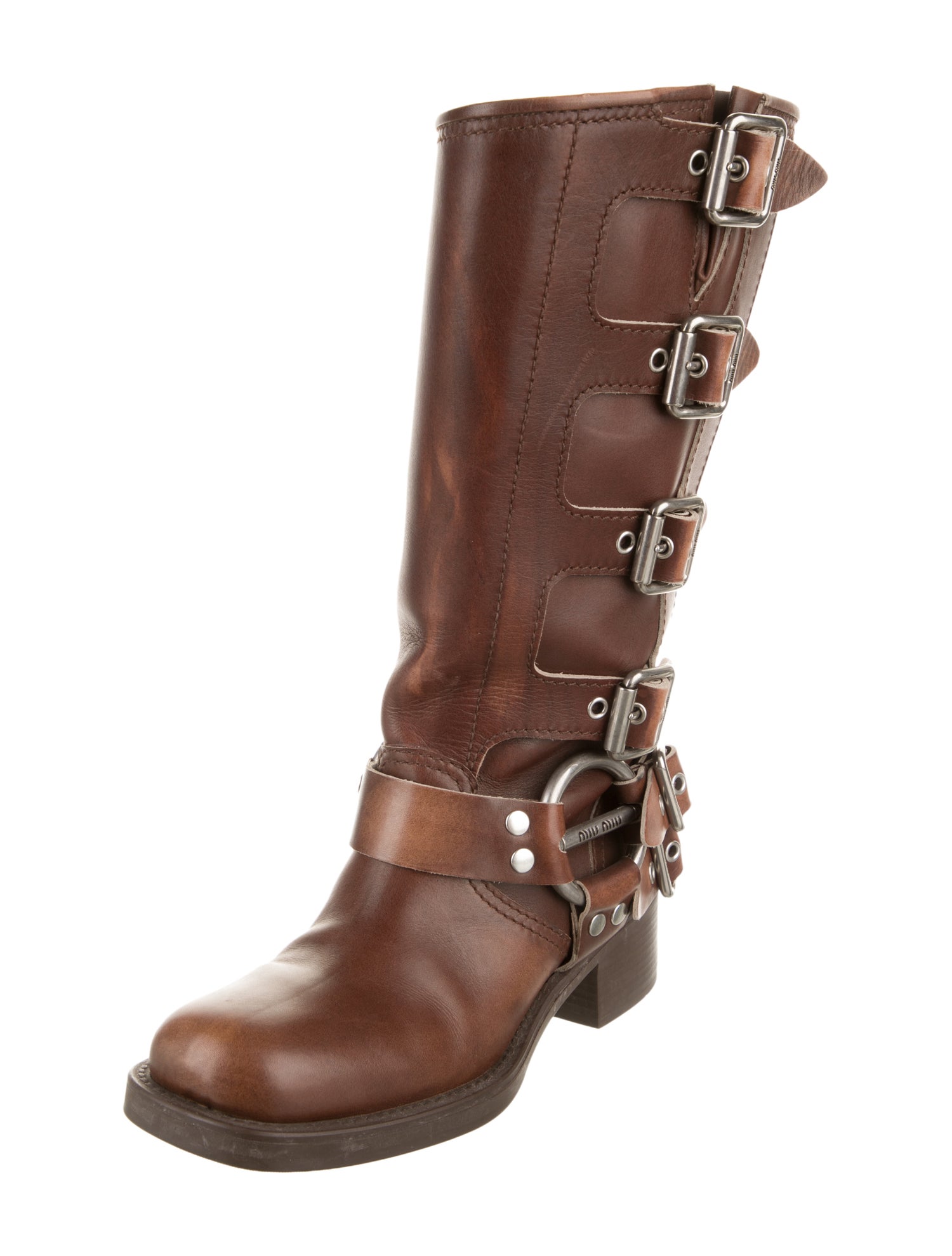 Miu Miu Leather Moto Boots