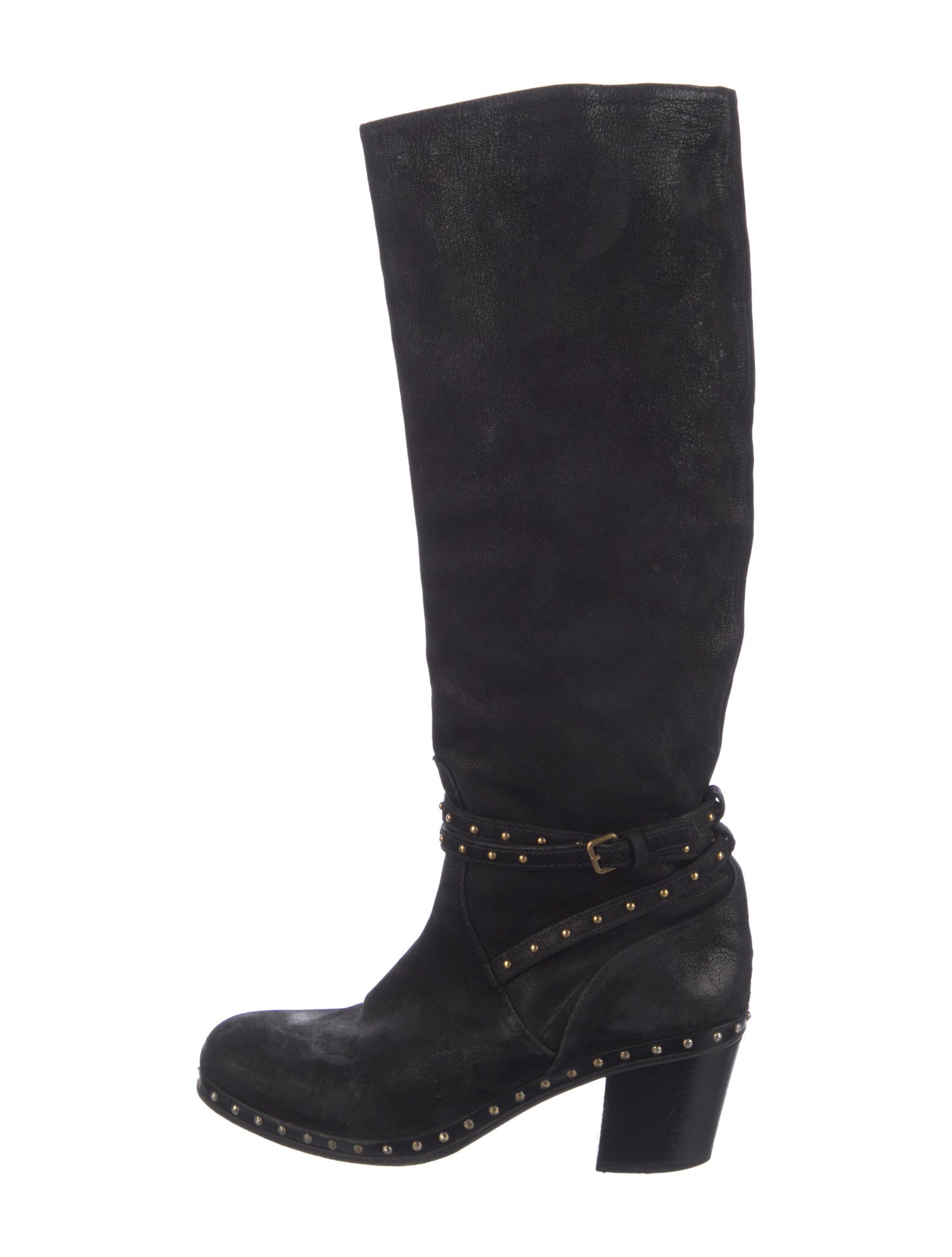 Miu Miu Suede Studded Accents Riding Boots