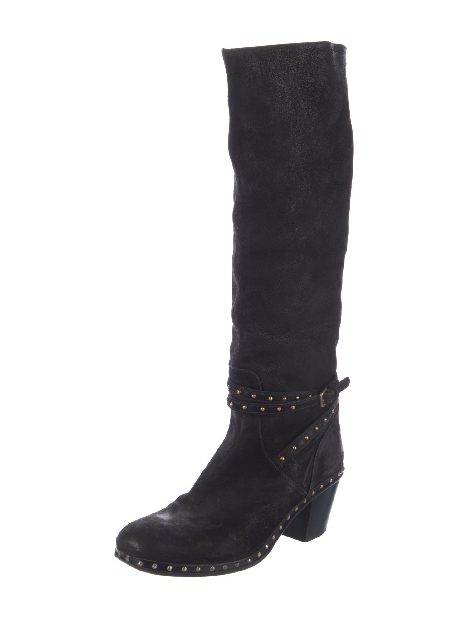 Miu Miu Suede Studded Accents Riding Boots