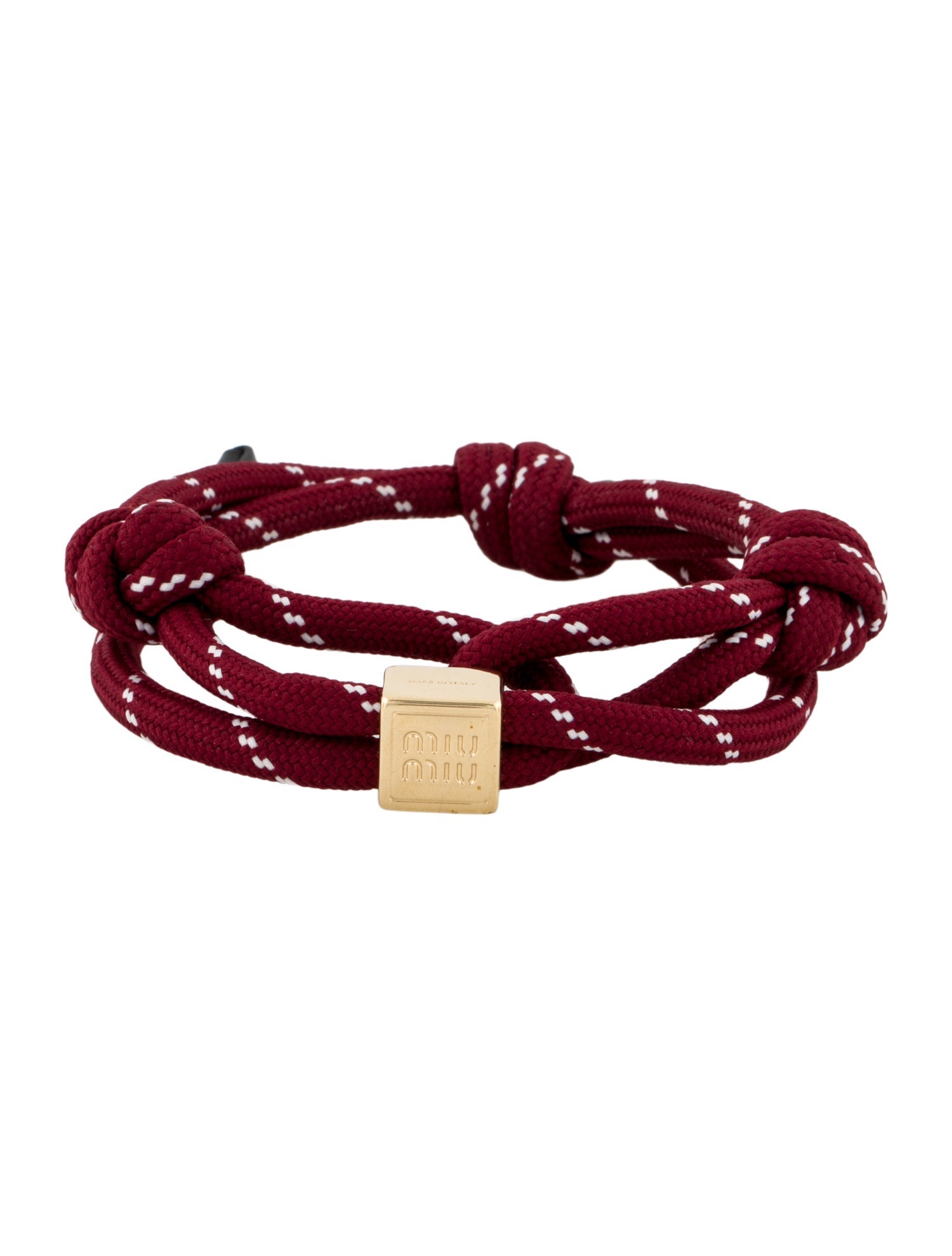 Miu Miu Leather & Cord Logo Wrap Bracelet