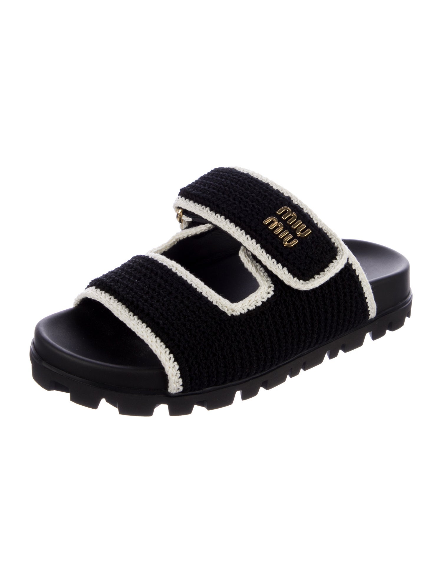 Miu Miu Crochet Trim Slides w/ Tags