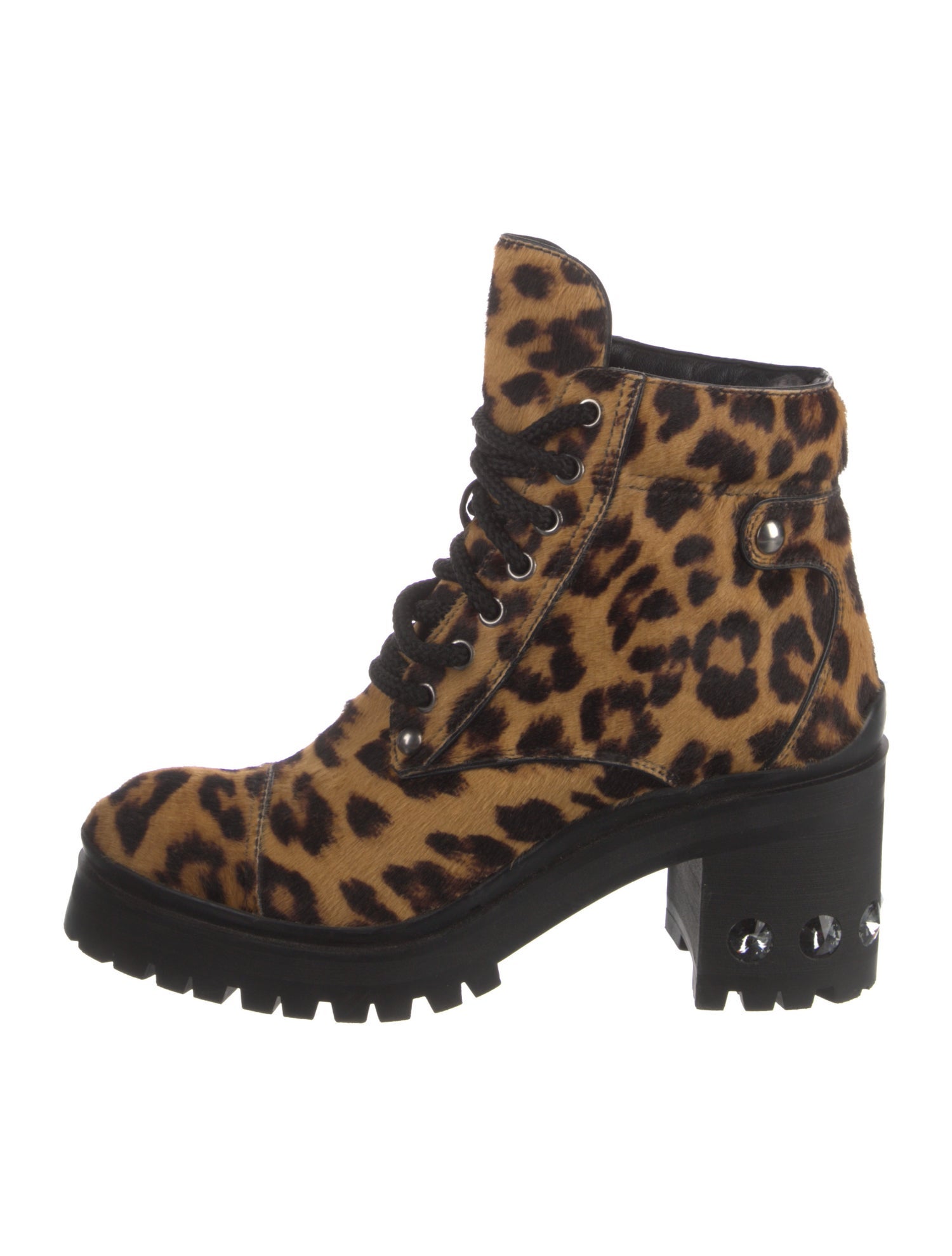 Miu Miu Ponyhair Animal Print Combat Boots