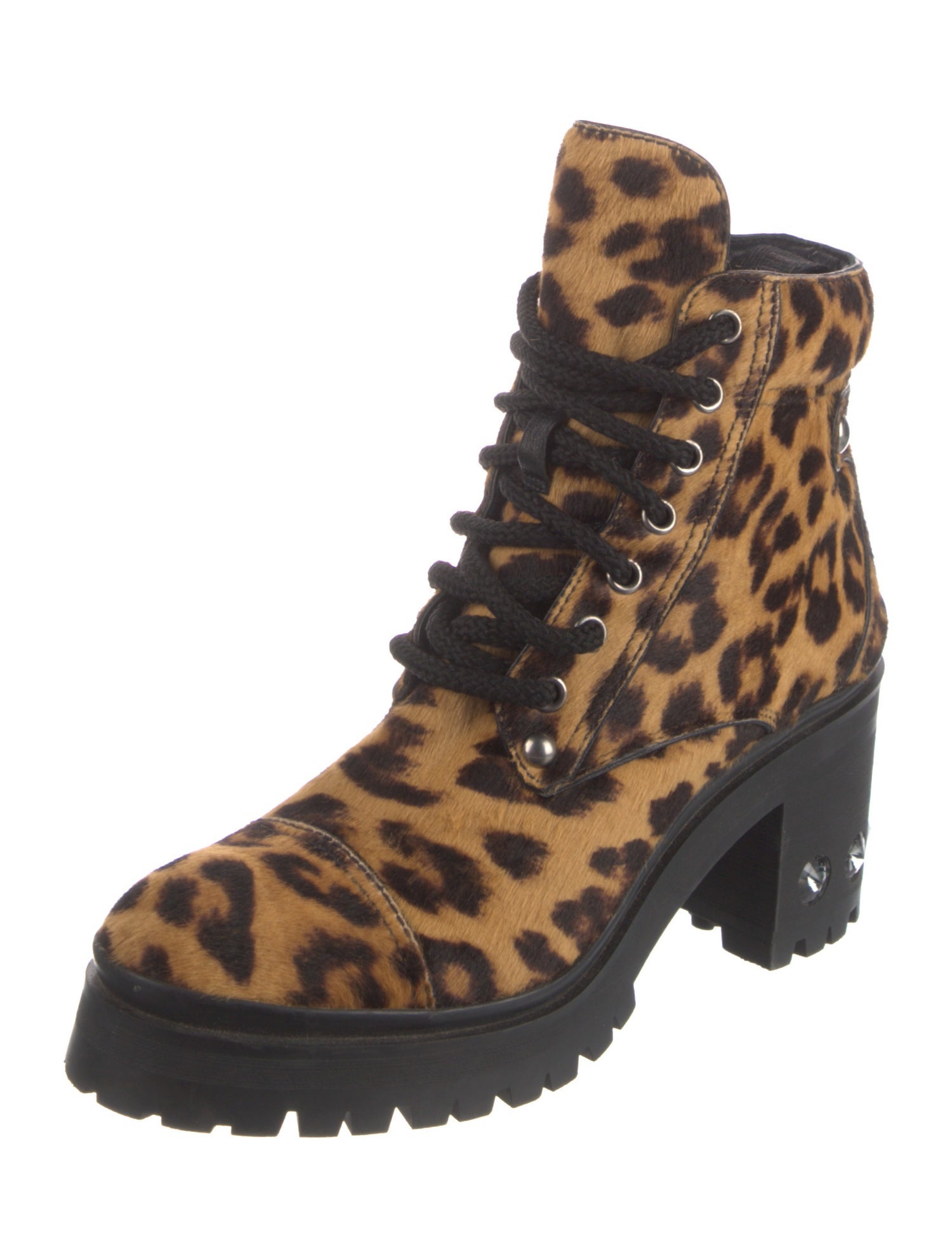 Miu Miu Ponyhair Animal Print Combat Boots