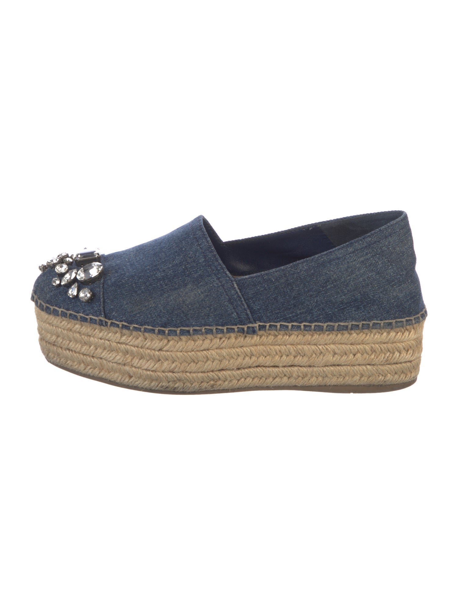 Miu Miu Denim Colorblock Pattern Mules