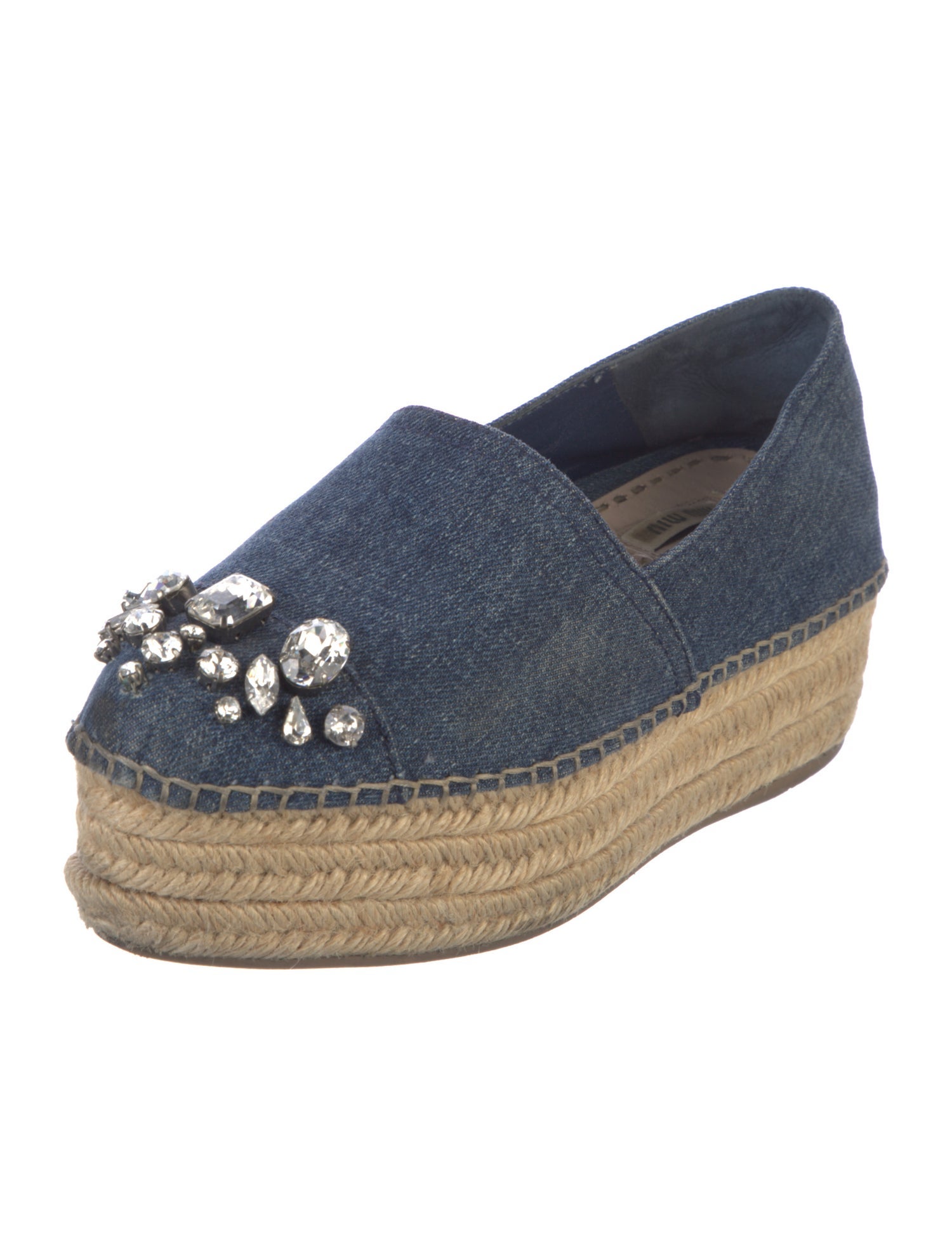 Miu Miu Denim Colorblock Pattern Mules