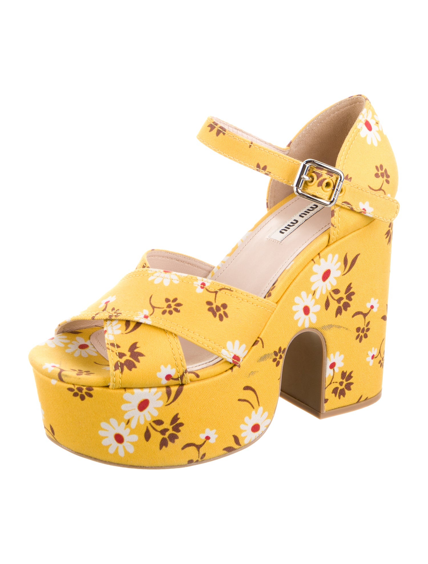 Miu Miu Canvas Floral Print Sandals