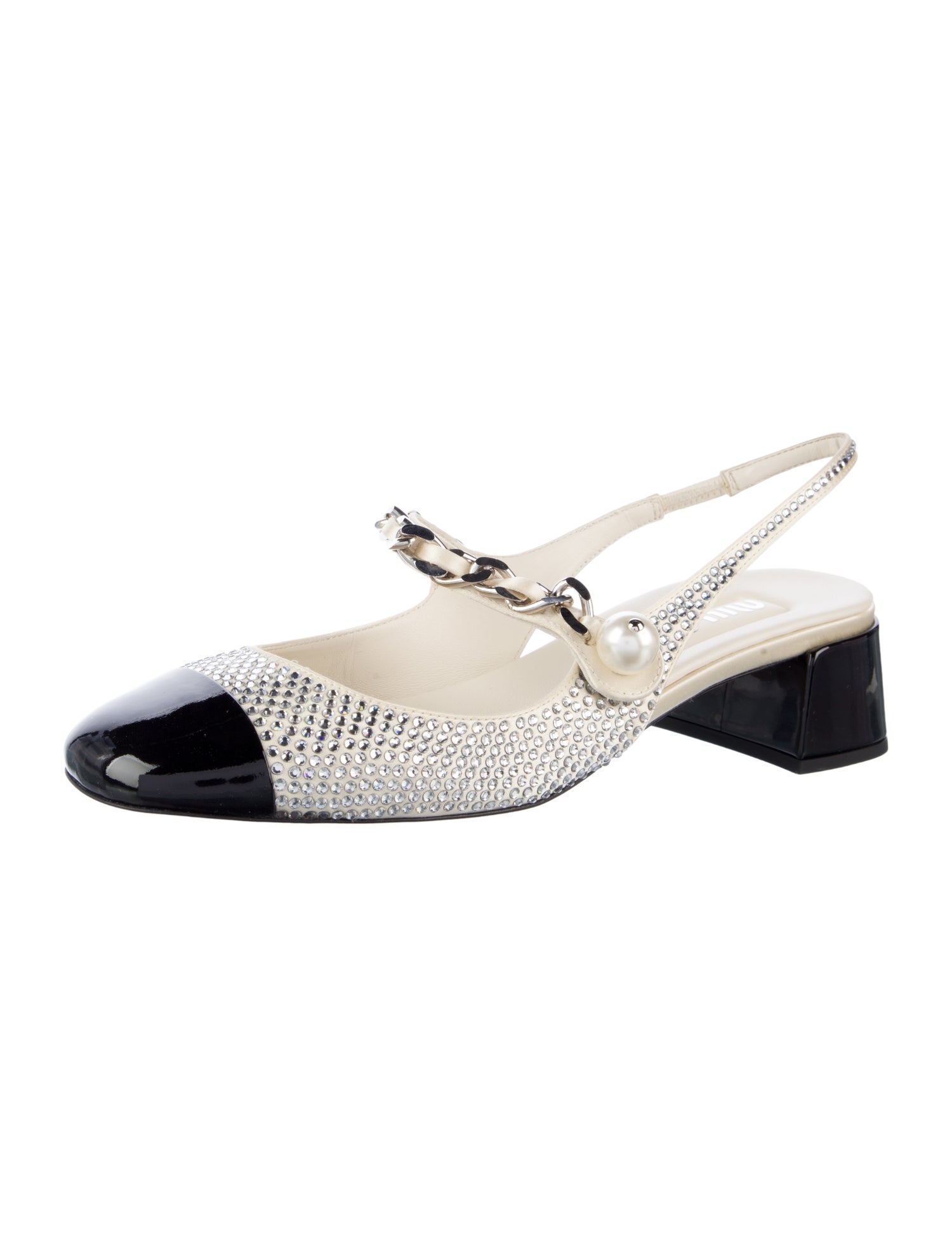 Miu Miu Chain-Link Accents Slingback Pumps