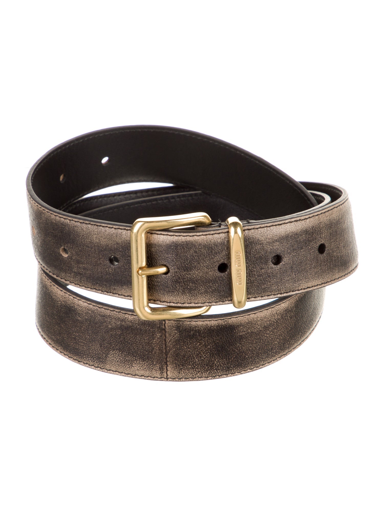 Miu Miu Leather Distressed Accents Belt Kit
