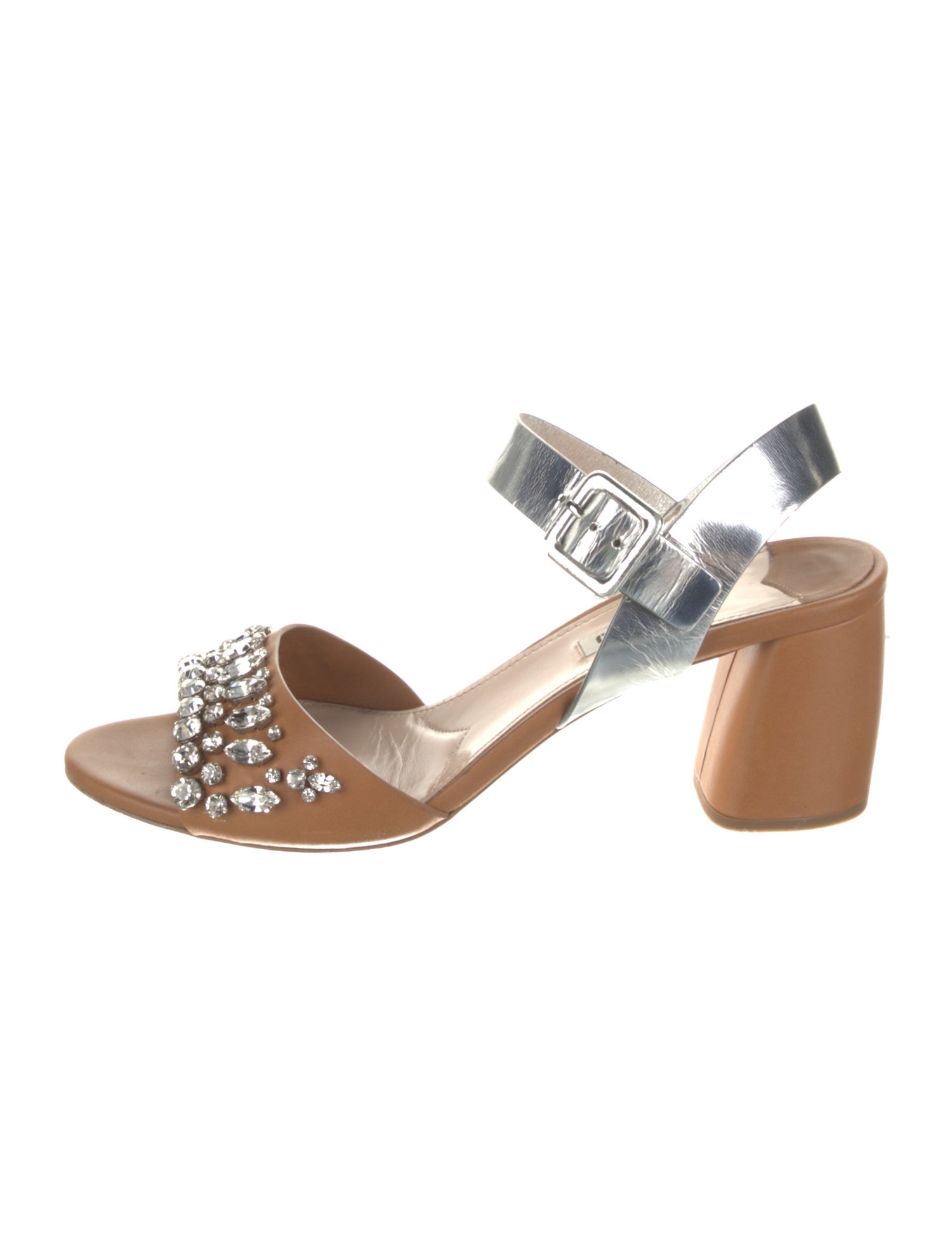 Miu Miu Leather Colorblock Pattern Sandals