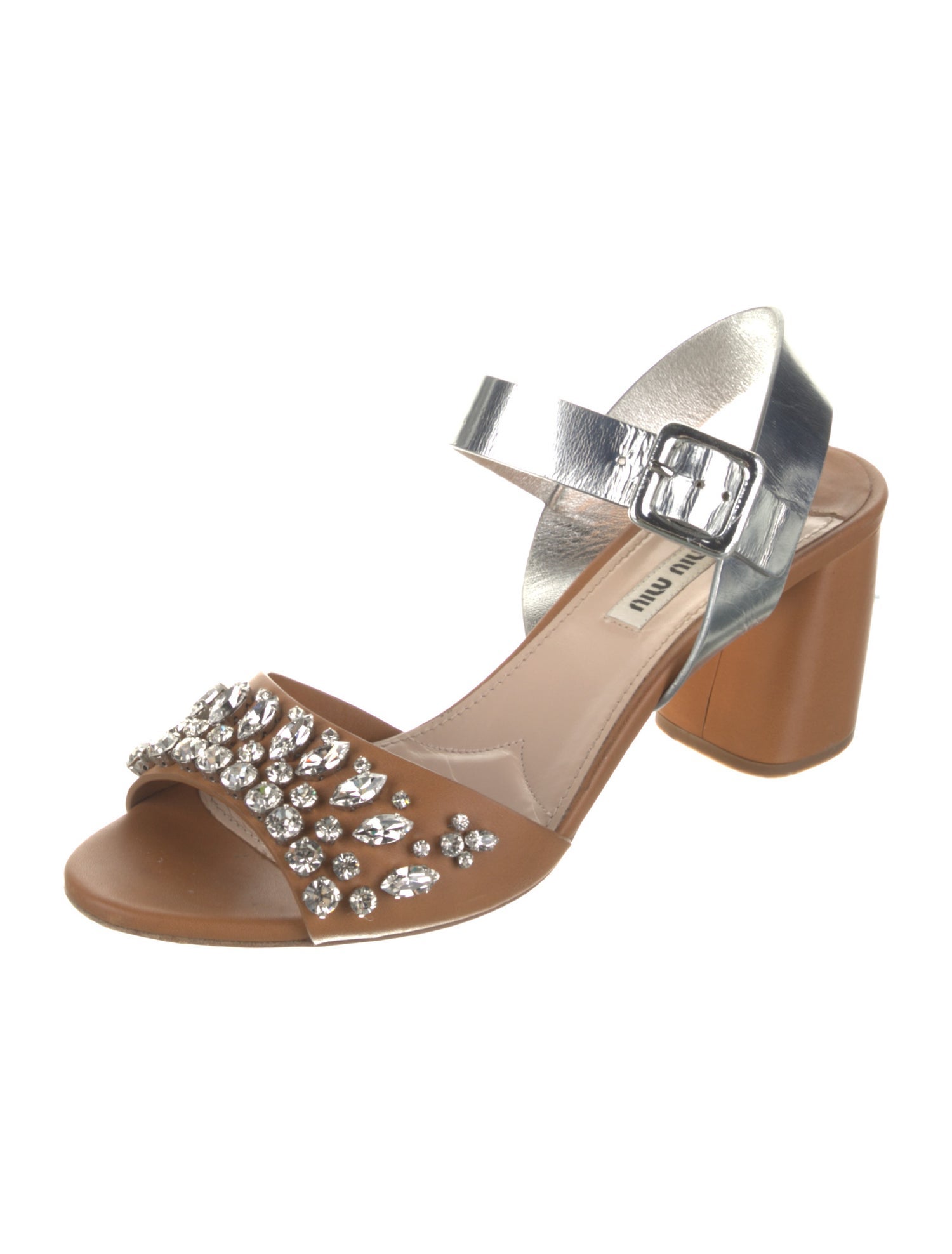 Miu Miu Leather Colorblock Pattern Sandals