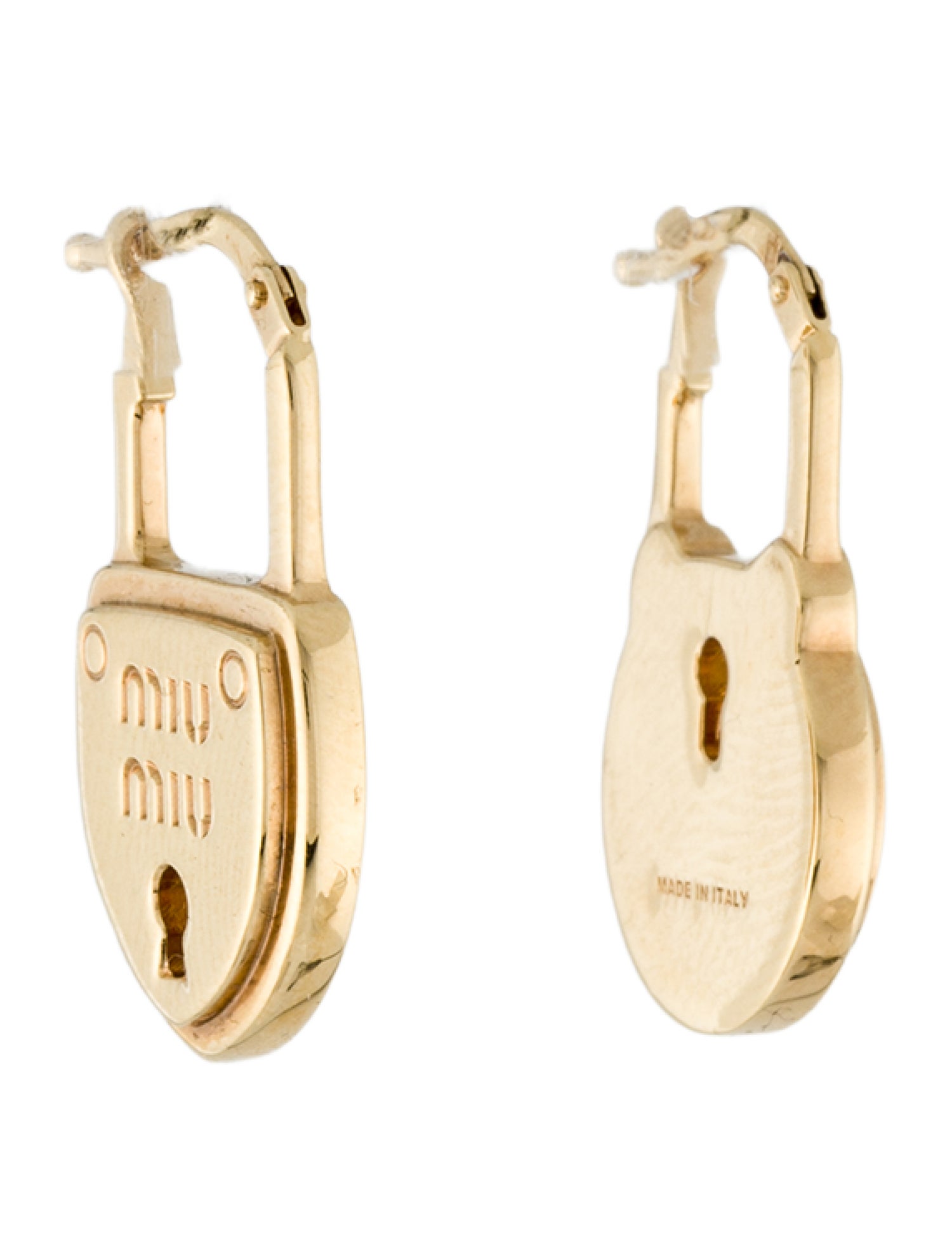 Miu Miu Logo Lock Drop Earrings