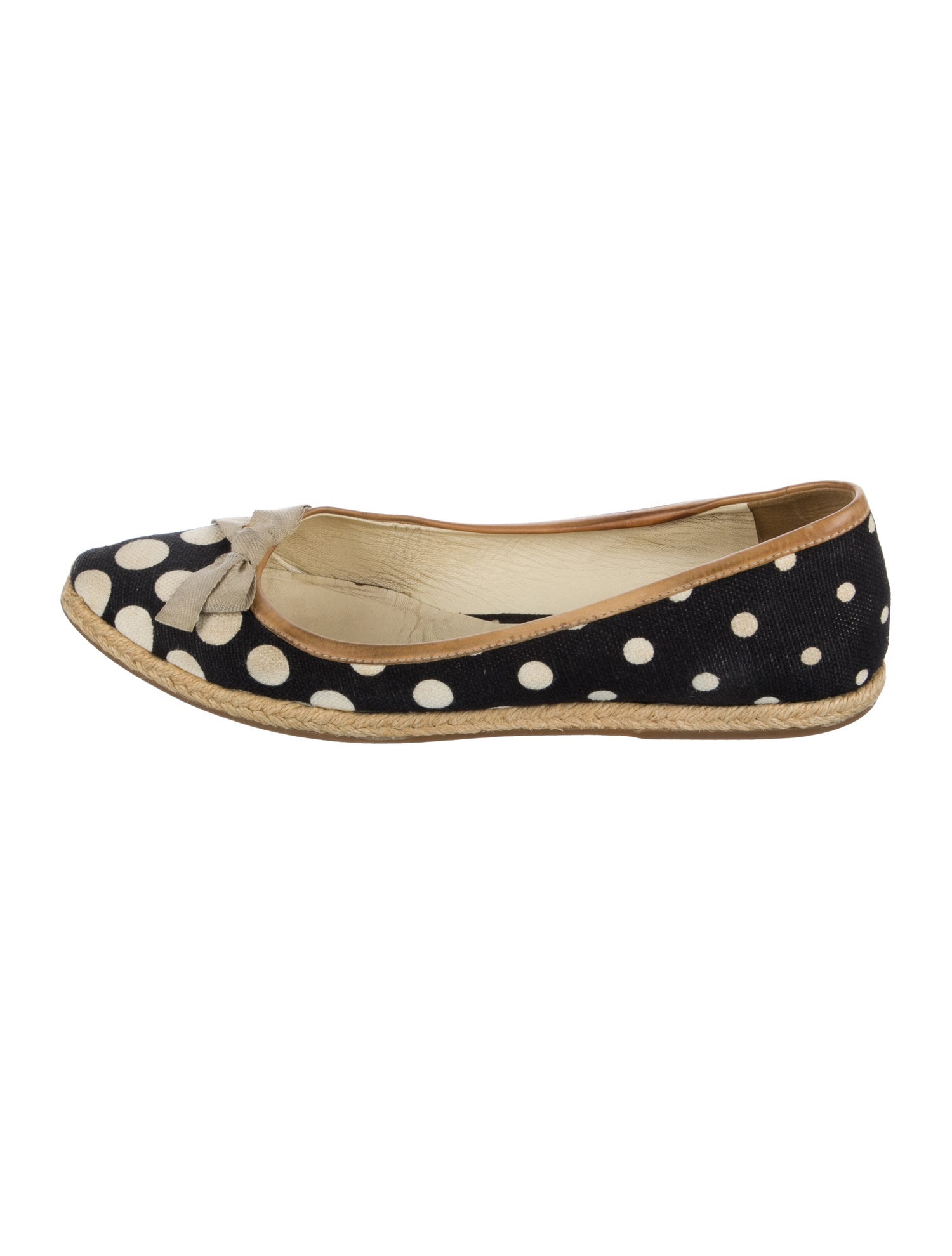 Miu Miu Canvas Polka Dot Print Ballet Flats