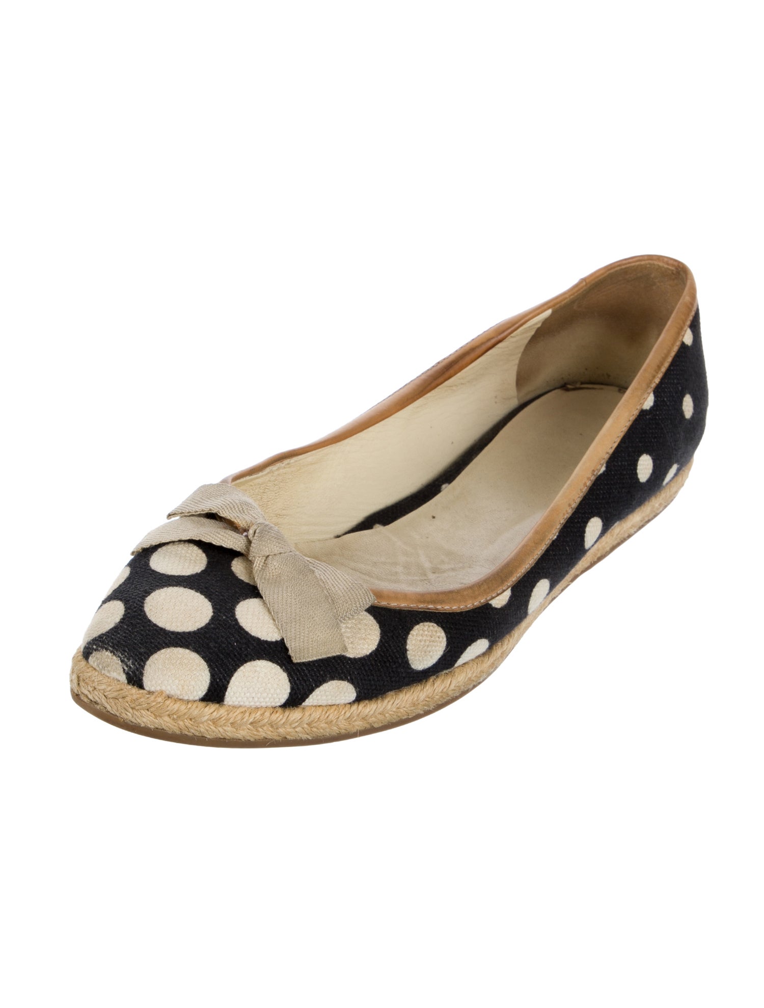 Miu Miu Canvas Polka Dot Print Ballet Flats