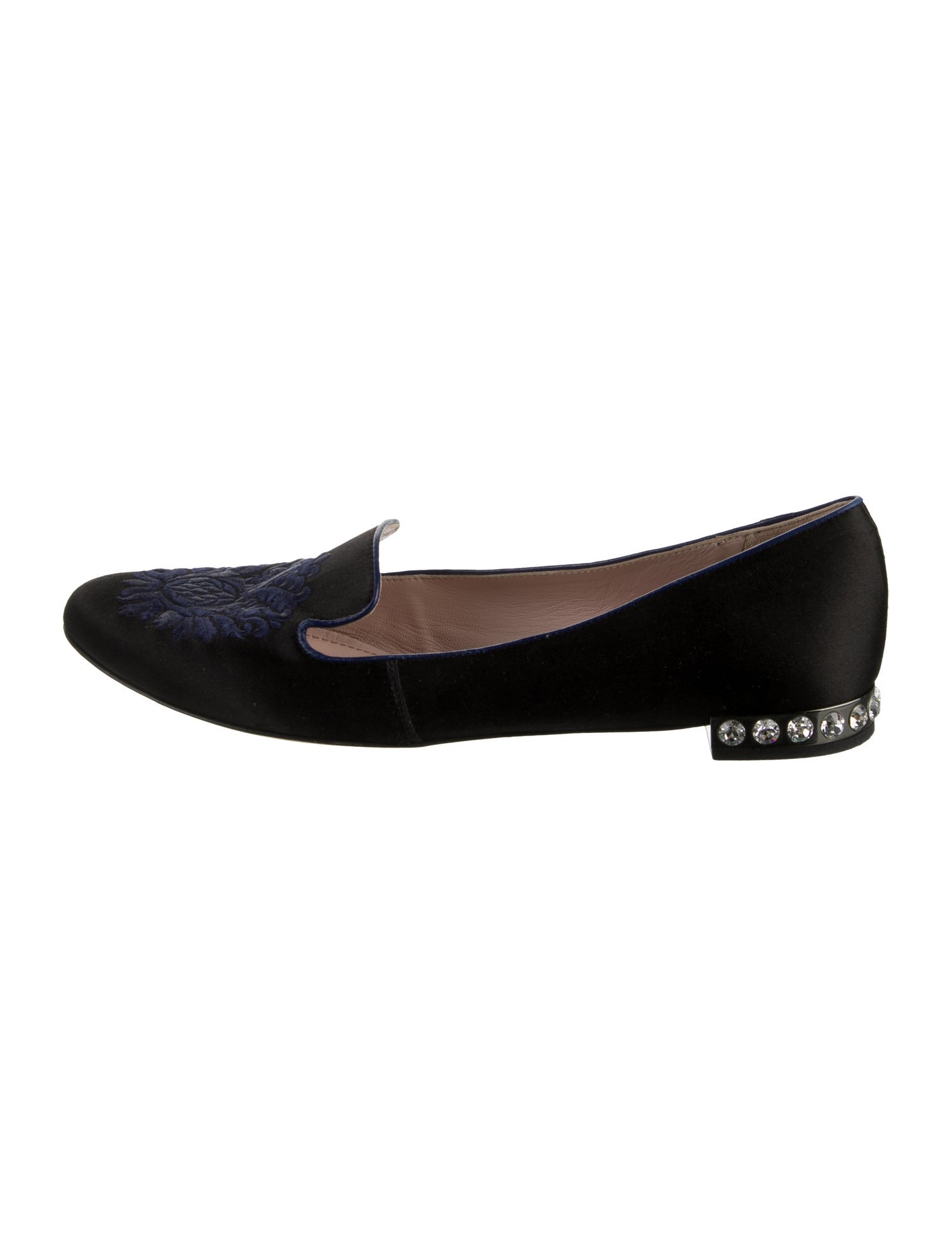 Miu Miu Satin Crystal Embellishments Loafers