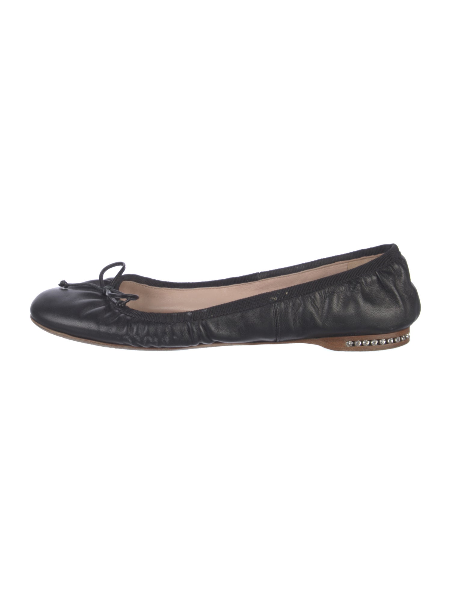 Miu Miu Leather Bow Accents Ballet Flats