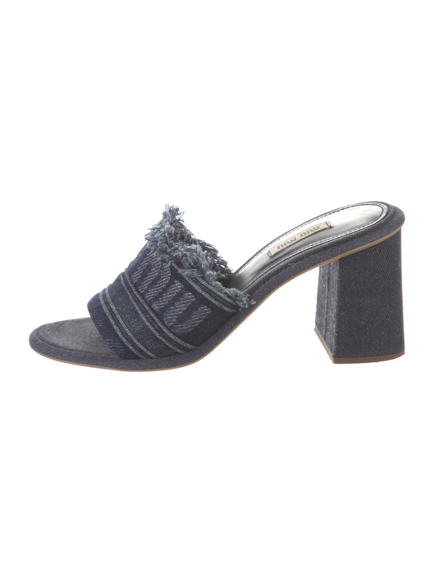 Miu Miu Denim Raw-Edge Trim Slides