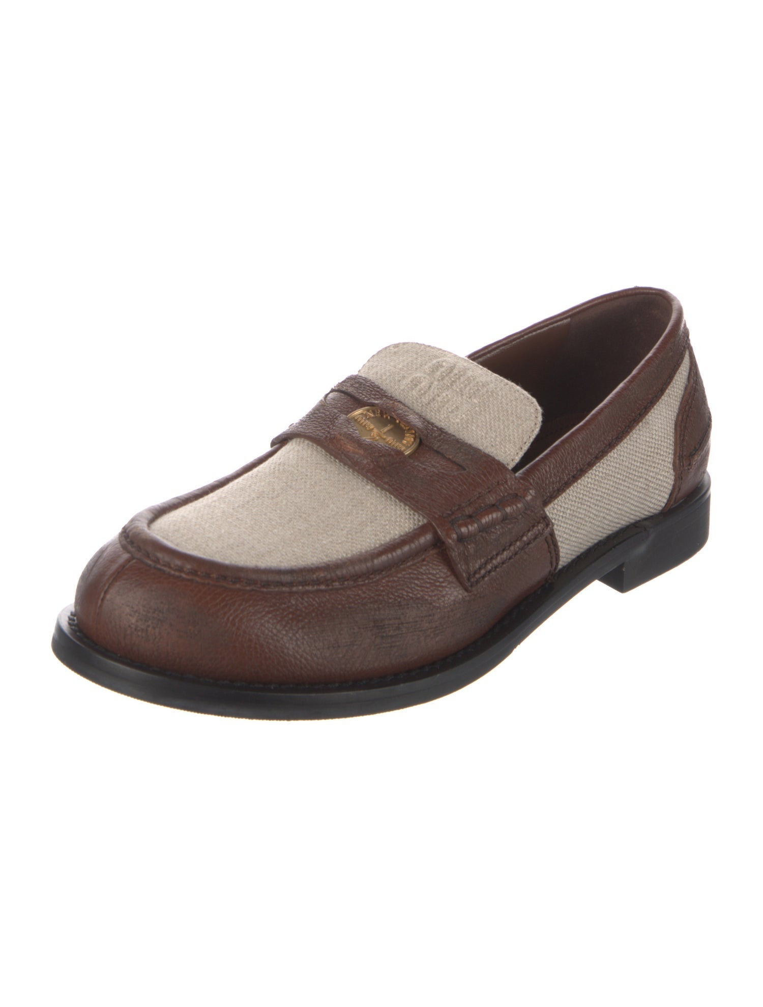 Miu Miu Leather Colorblock Pattern Loafers