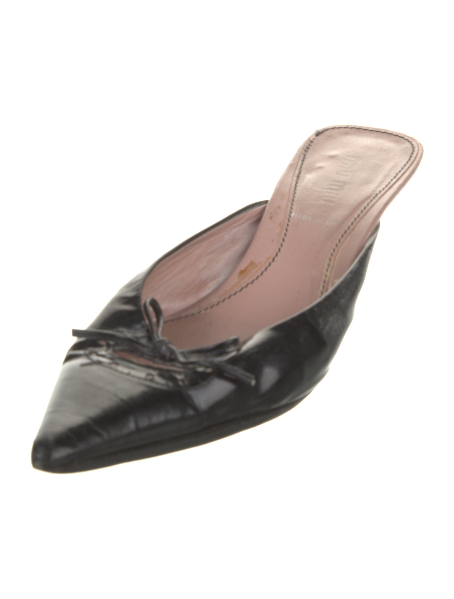 Miu Miu Leather Bow Accents Mules