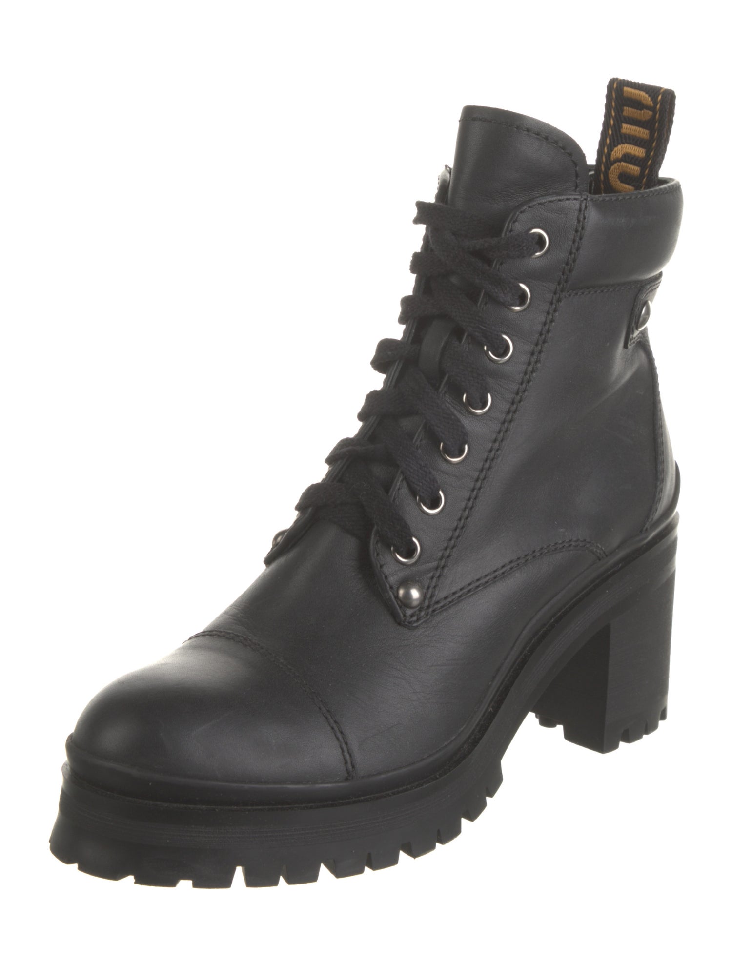 Miu Miu Leather Combat Boots