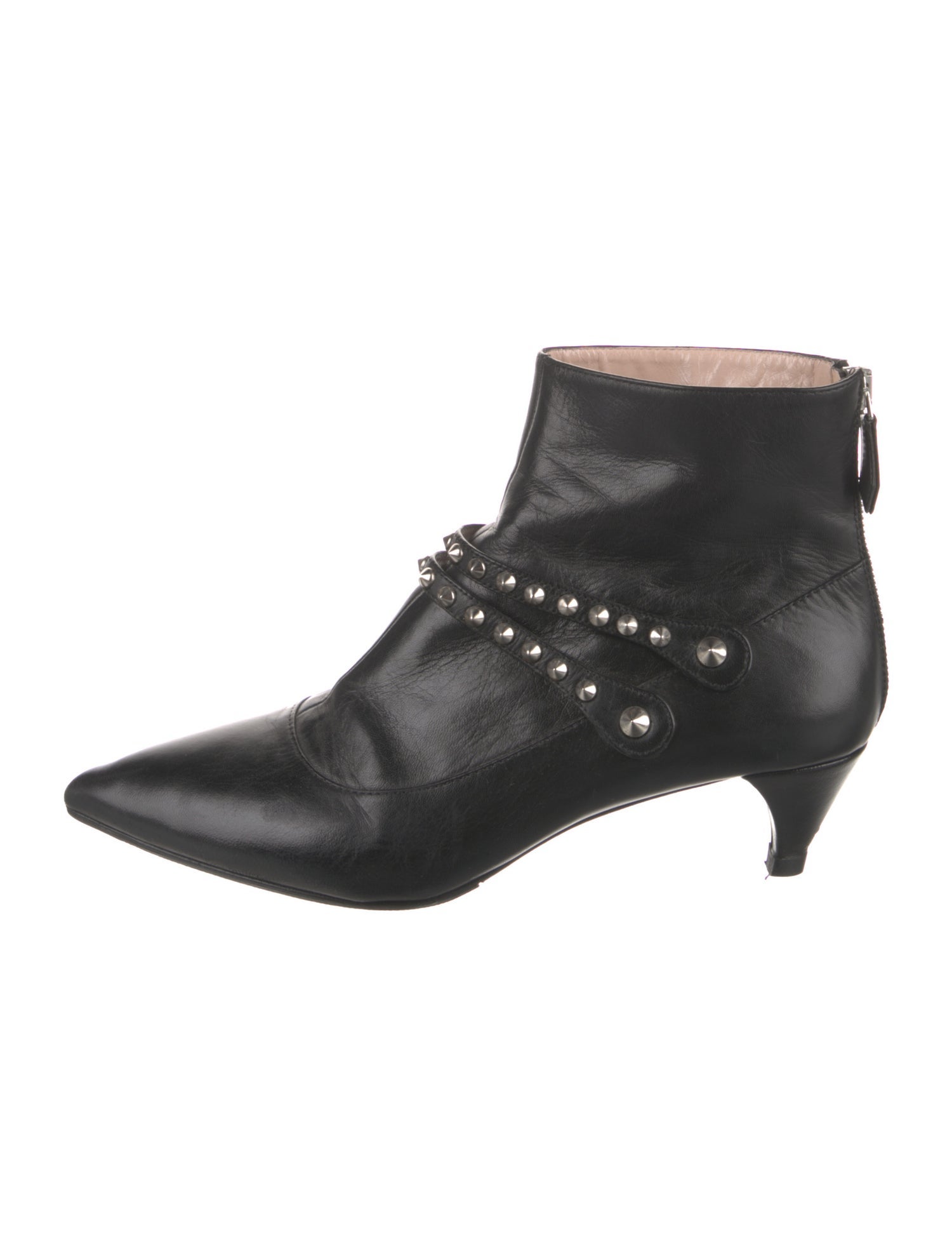 Miu Miu Leather Studded Accents Boots
