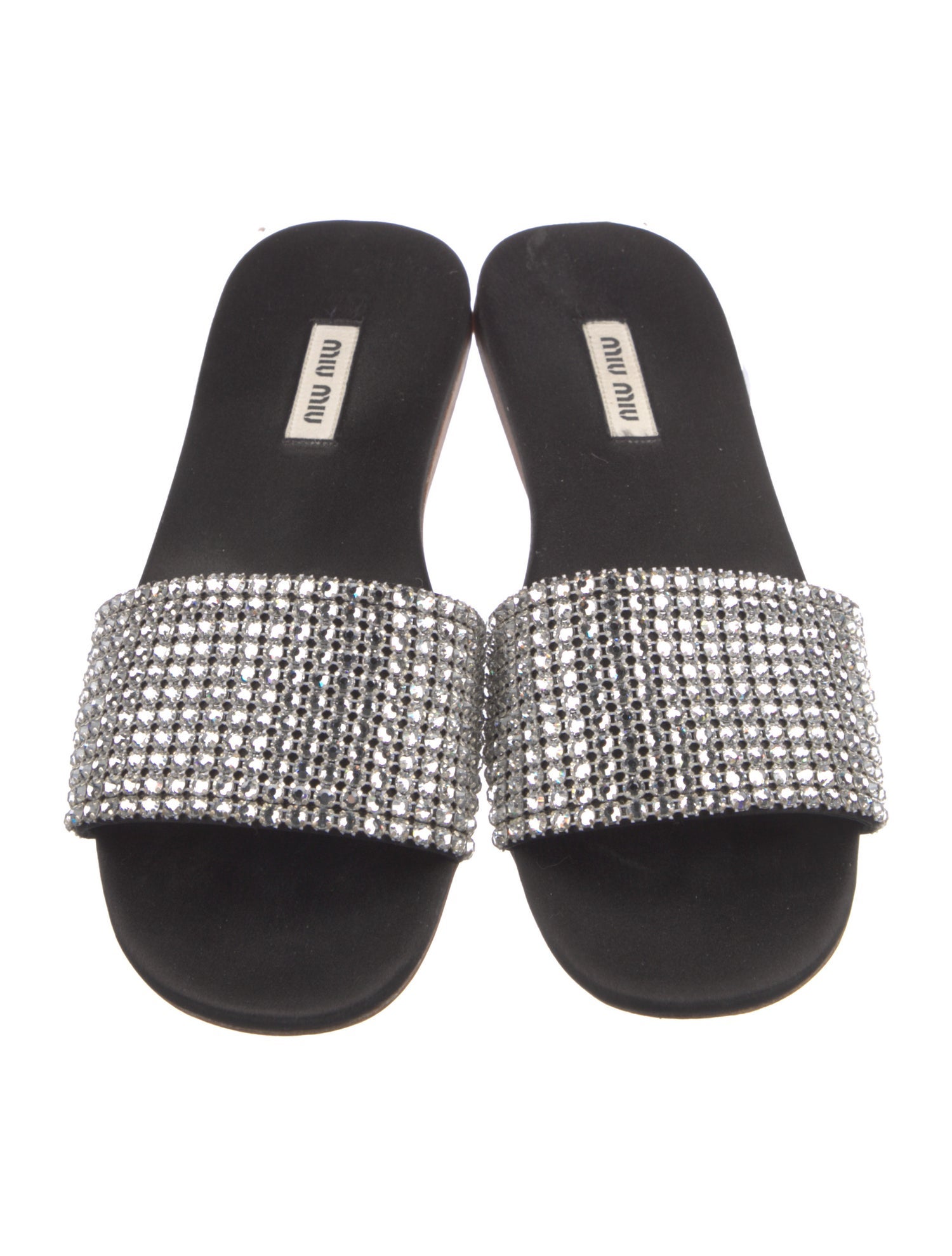 Miu Miu Satin Crystal Embellishments Slides
