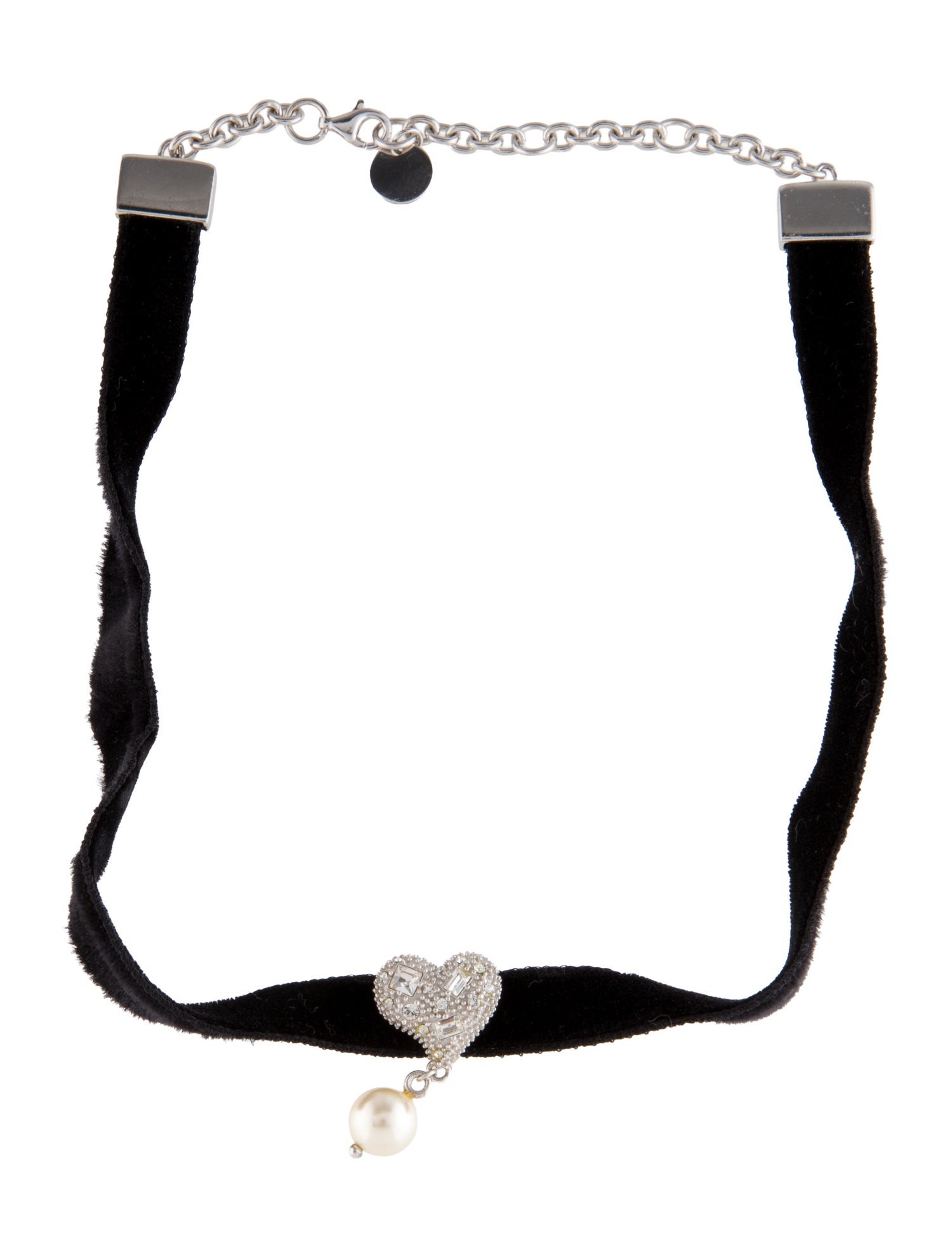 Miu Miu Crystal, Faux Pearl & Velvet Heart Choker Necklace