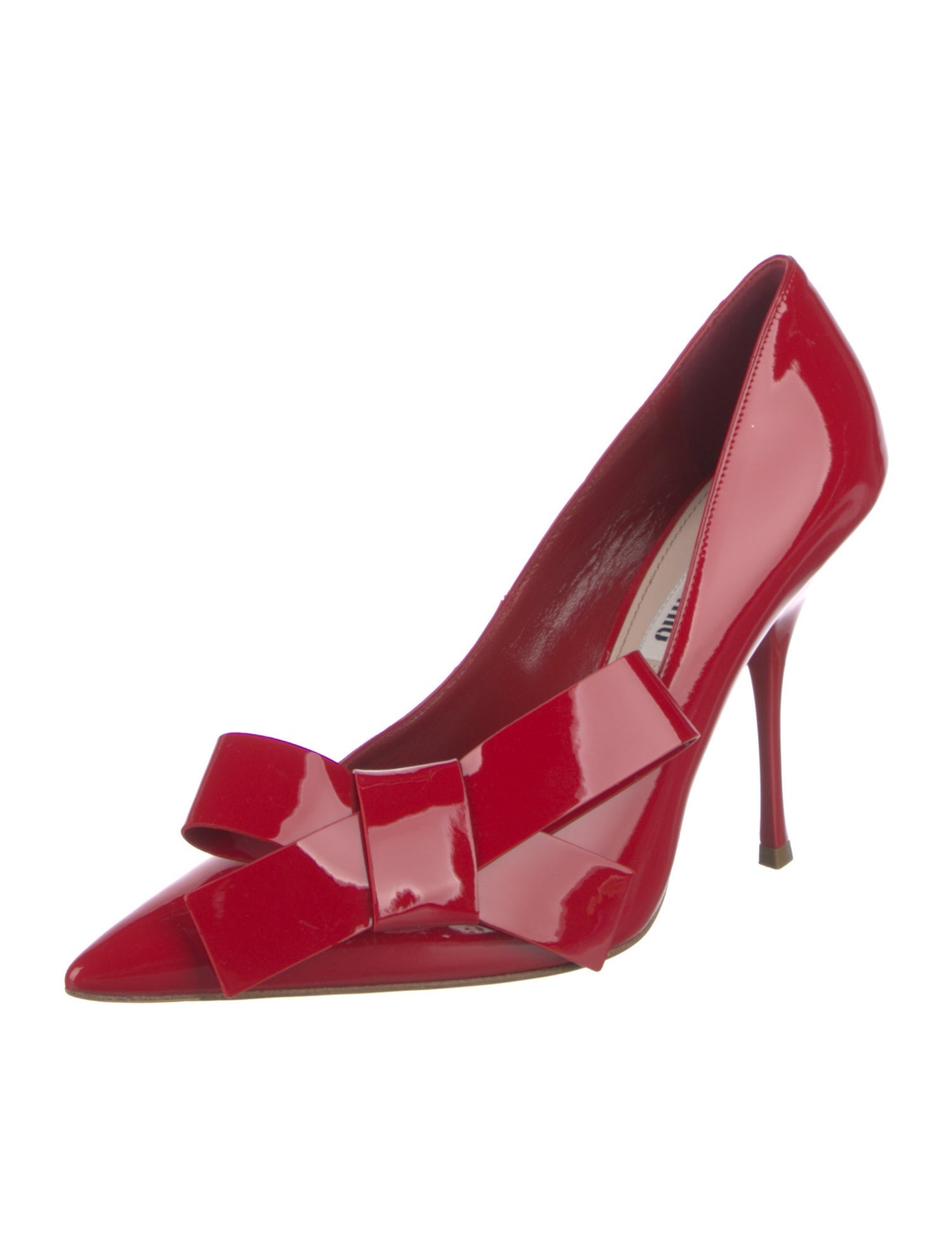 Miu Miu Patent Leather Bow Accents Pumps