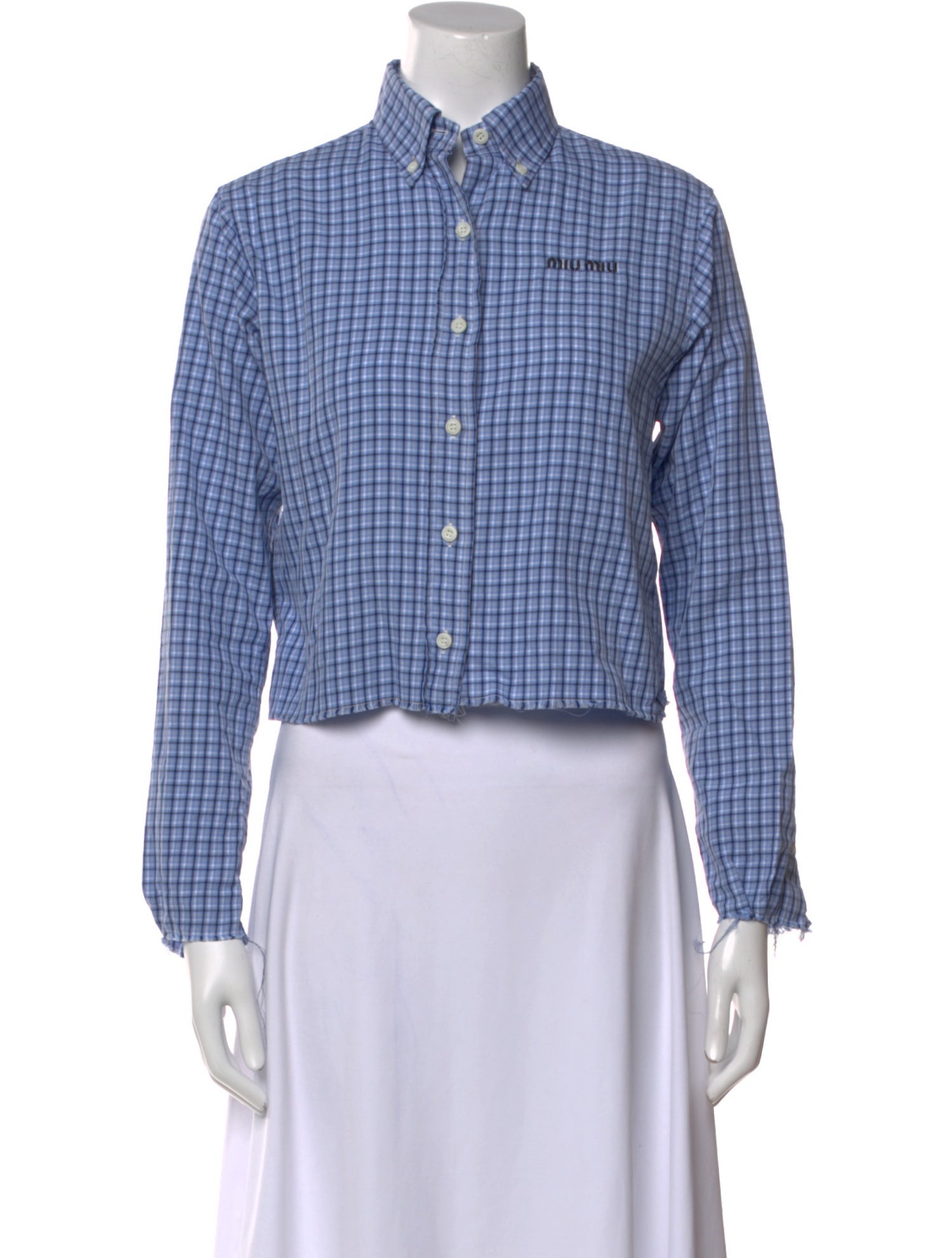 Miu Miu 2025 Plaid Print Crop Top