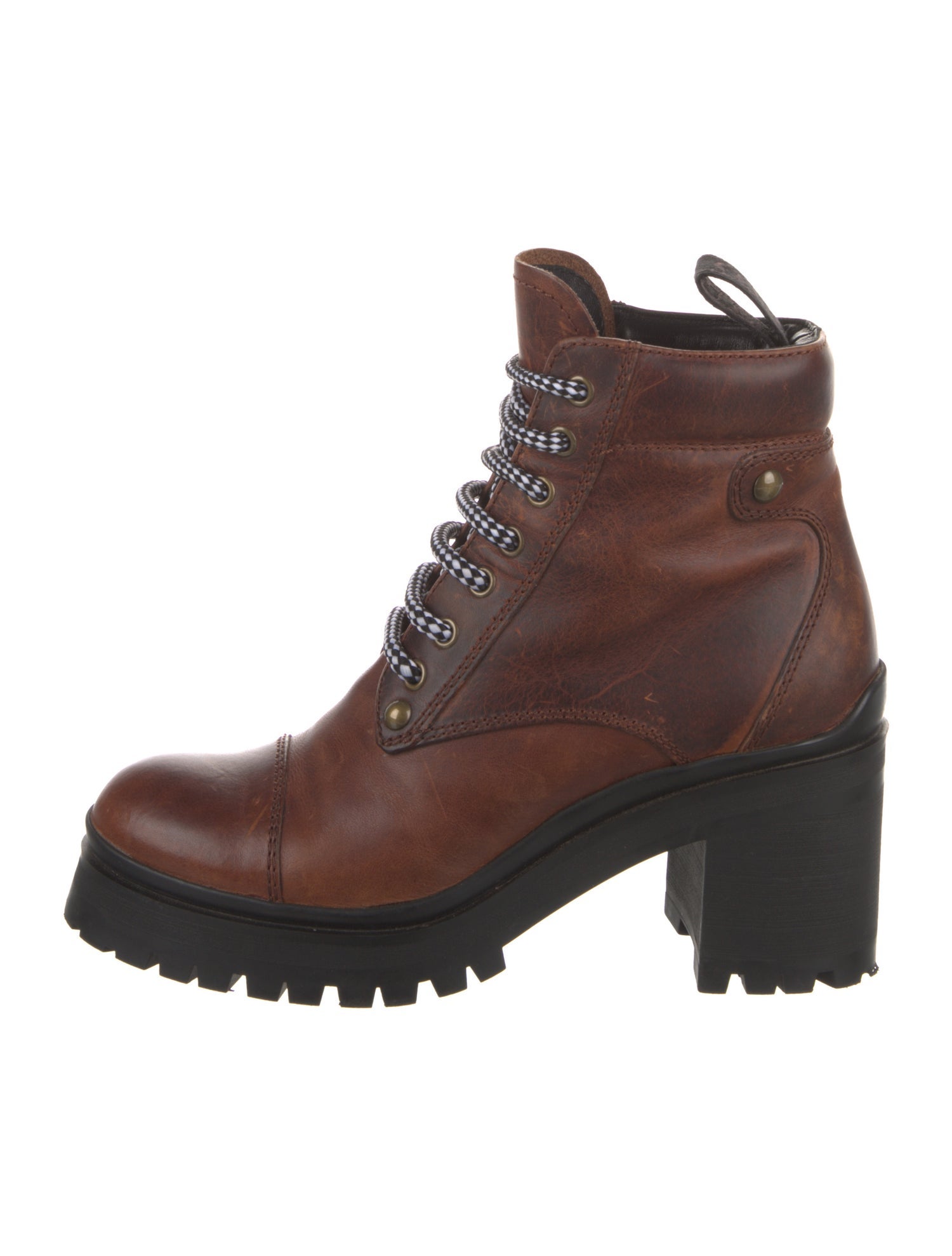 Miu Miu Leather Colorblock Pattern Combat Boots