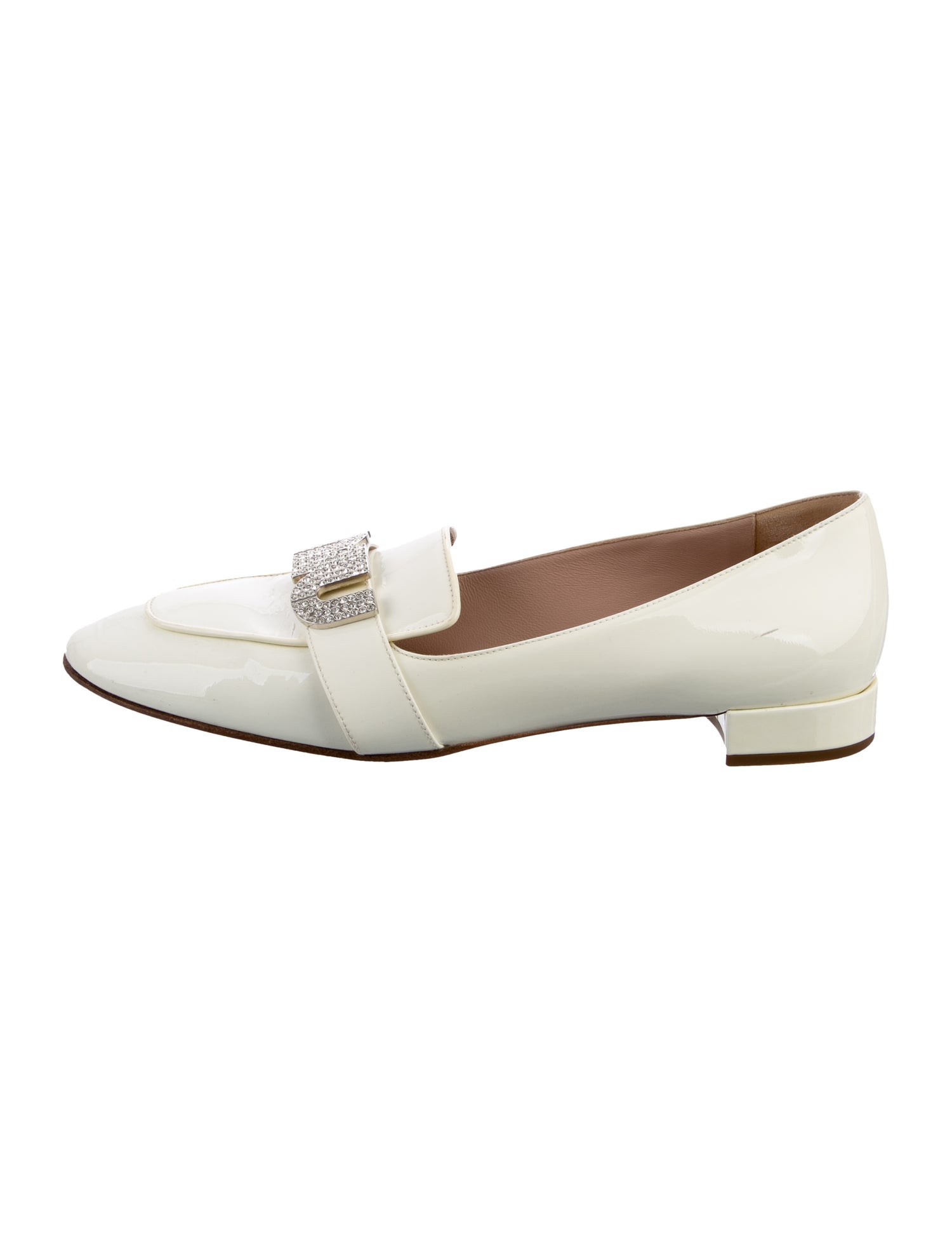 Miu Miu Patent Leather Crystal Embellishments Loafers