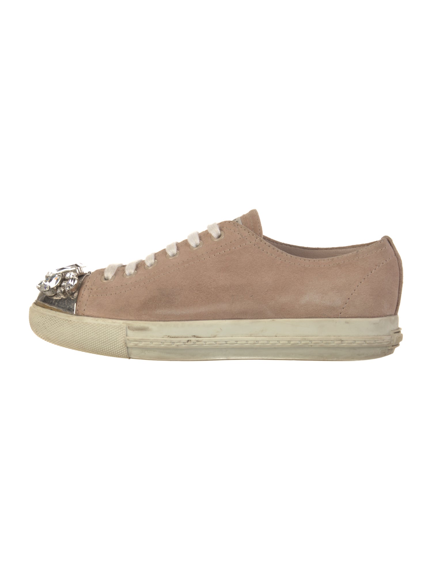 Miu Miu Suede Crystal Embellishments Sneakers